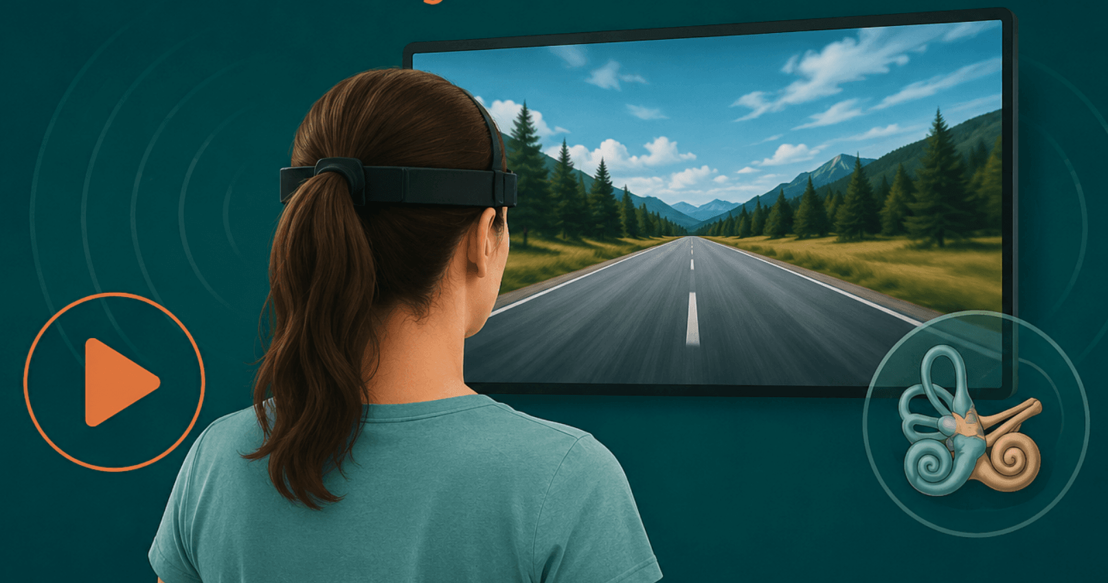 Profissional usando vídeo em tela para reabilitação vestibular